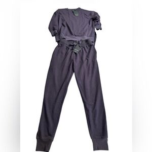 LUXOME Essential Collection Set XS Fig Modal Fleece 3/4 Sleeve Tunic & Joggers